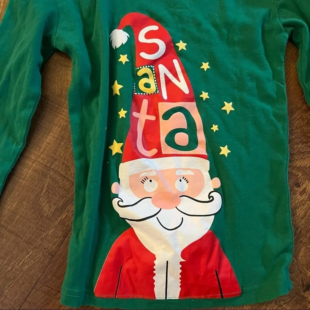 Unisex boy girl Santa Christmas pajamas Sz 10 coral bee long sleeve pants